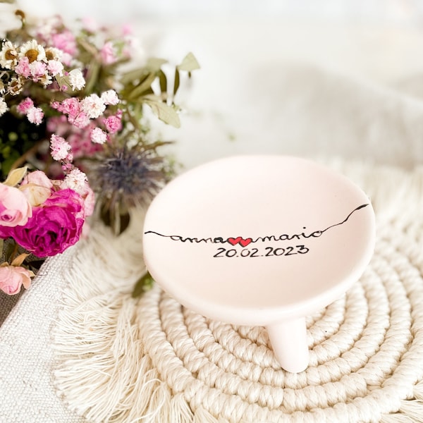 Ringkissen Keramik für die Trauung,  personalisierte Ringschale, Ringkissen Hochzeit, personalisierte Ringschale, Ringschale Hochzeit