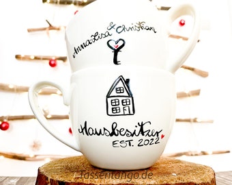 Geschenk Tasse Hausbesitzer, Eigenheim, Hausbesitzer 2021, Geschenk Richtfest, Geschenk Eigenheim, Jumbotasse, Tasse Bauherr, Bauherrin