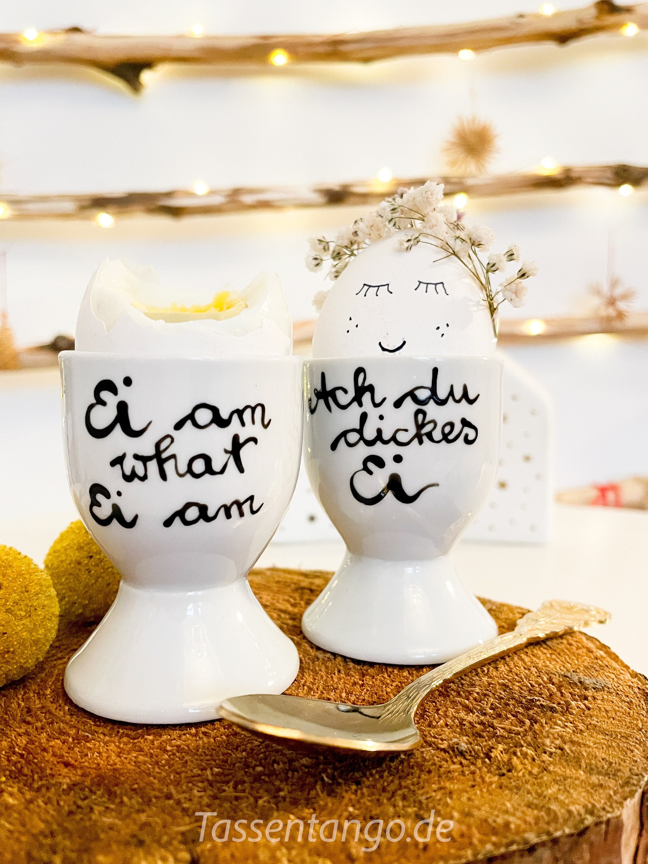 Egg Cup Sayings, Tableware, Funny Gift, Egg Cups, Saying on Egg Cups, Cup Tango, Easter Gift, Easter Gift
