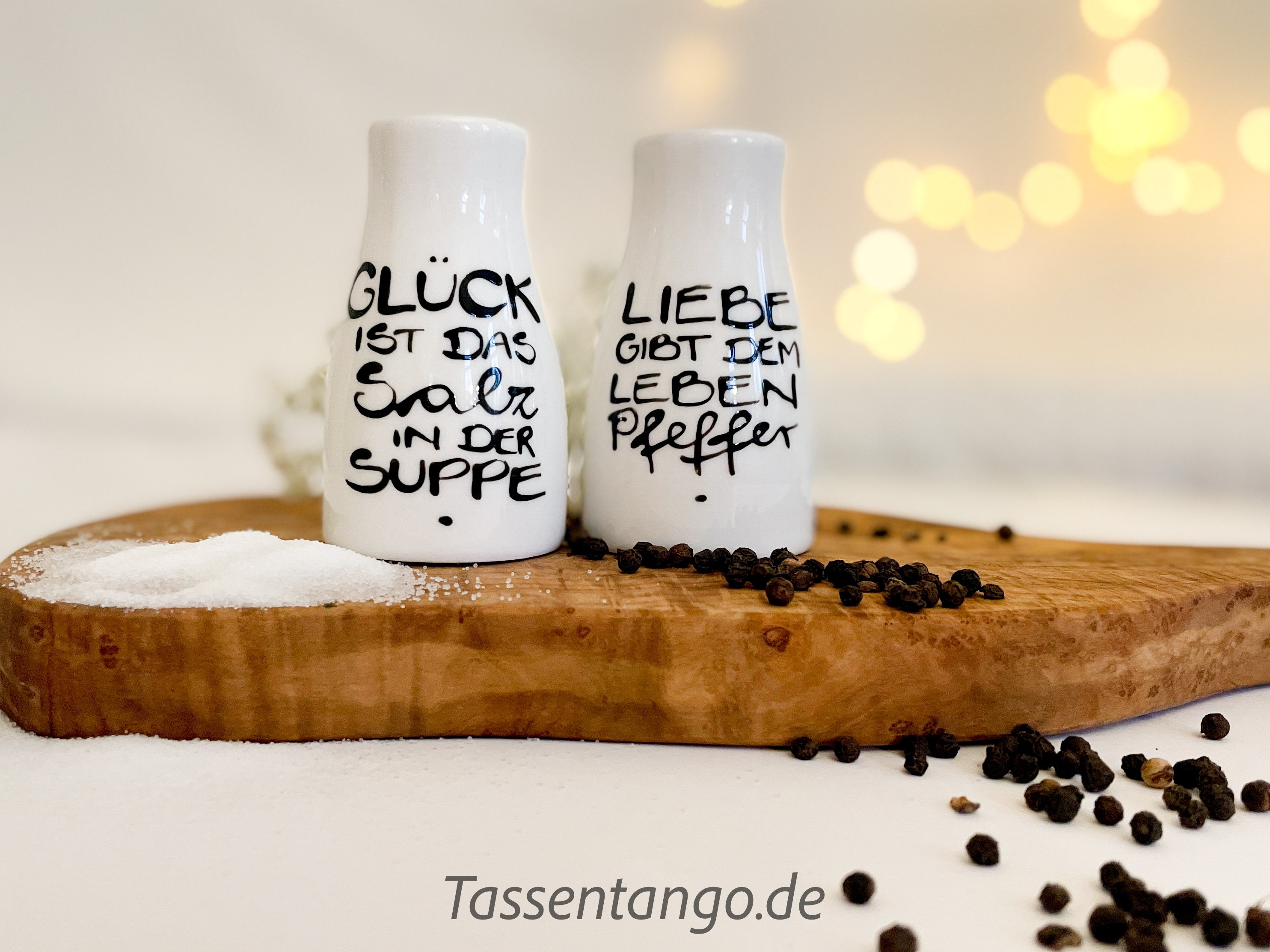 Salt and Pepper Shakers, Seasoned With Love and Happiness, Salt