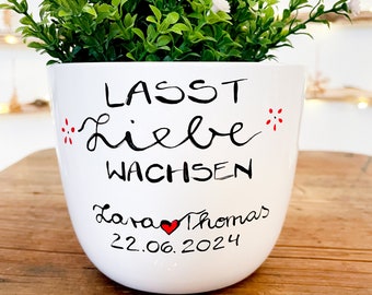 Blumentopf Hochzeit, Geschenk Boho Hochzeit, Hochzeitsgeschenk Blumentopf, Hochzeitsgeschenk personalisiert, Hochzeitsgeschenk