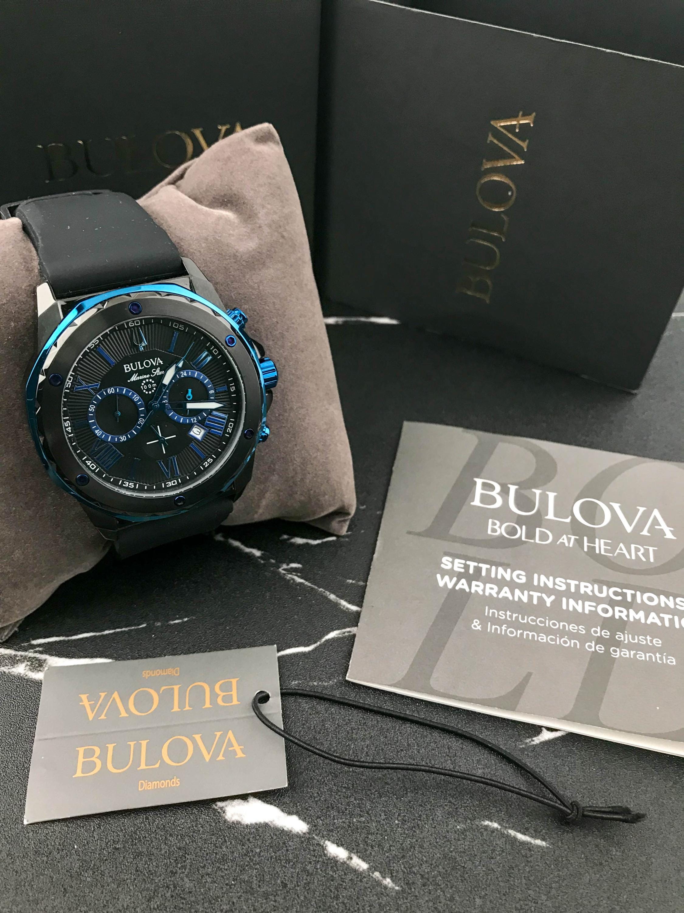 Bulova メンズ マリンスター 98B308 クロノグラフ ブラックダイヤル 