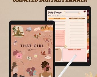 THAT GIRL Digitaler Planer, Undatierter Digitaler Planer, iPad Planer, Goodnotes Planer für Frauen, Täglich, Wöchentlich, Kreativität, Digitales Journal