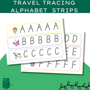 Tiras para trazar el alfabeto, práctica de formación de letras, mayúsculas, imprimir, cortar, plastificar, niños pequeños, educación especial, escritura a mano, pasteles