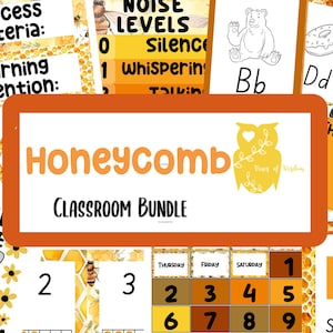 Honeycomb Classroom Decor, Yellows, Decoration, Class, Birthday Chart, Alphabet, Colorful, Adventure, Fun Theme, Teacher Posters, Bee Theme