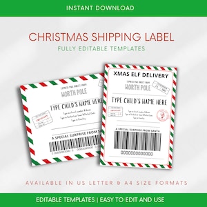 Christmas Shipping Label editable Santa Elf Shipping Label North Pole