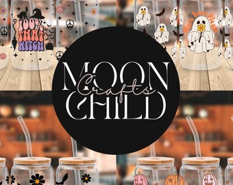 Personalized Halloween Glass Cup | 16oz Bamboo Lid & Straw | Spooky Cute Tumbler | Witchy Ghost Pumpkin Bat Cups