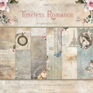 Kit digital de romance atemporal / Paquete de álbumes de recortes imprimibles / Papel digital de 12 x 12 / Hojas de amor vintage para el día de San Valentín