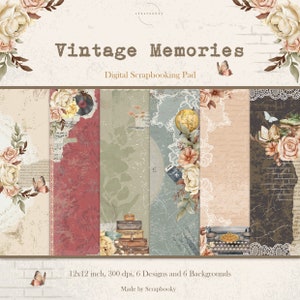 Papier de scrapbooking numérique 12 x 12 pouces | Modèles sans couture | millésime | Paquet de papier numérique | Trésors intemporels