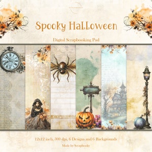 Spooky Halloween Digital Design, Pumpkin Printable Paper, Craft Paper, Printable Paper for Halloween, Trick or Treat Design and Backgrounds