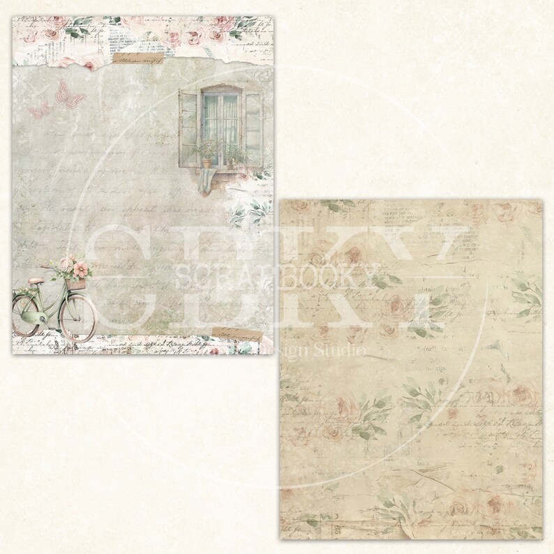 Antique Blossoms Printable Scrapbook Pack | 8.5x11 Inch Digital Paper ...