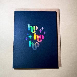Carte de Noël Ho Ho Ho - Carte de Noël brillante, faite main, carte scintillante, carte de Noël, carte de vœux, carte holographique, carte de voeux vierge