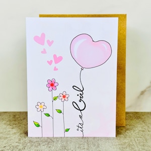 C'est une carte de fille - faite à la main, mignonne, bébé, nouveau-né, fête d'annonce, carte de vœux vierge, carte de bienvenue pour bébé, petite fille, félicitations