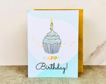Handmade Cupcake Birthday Card: Blank Inside