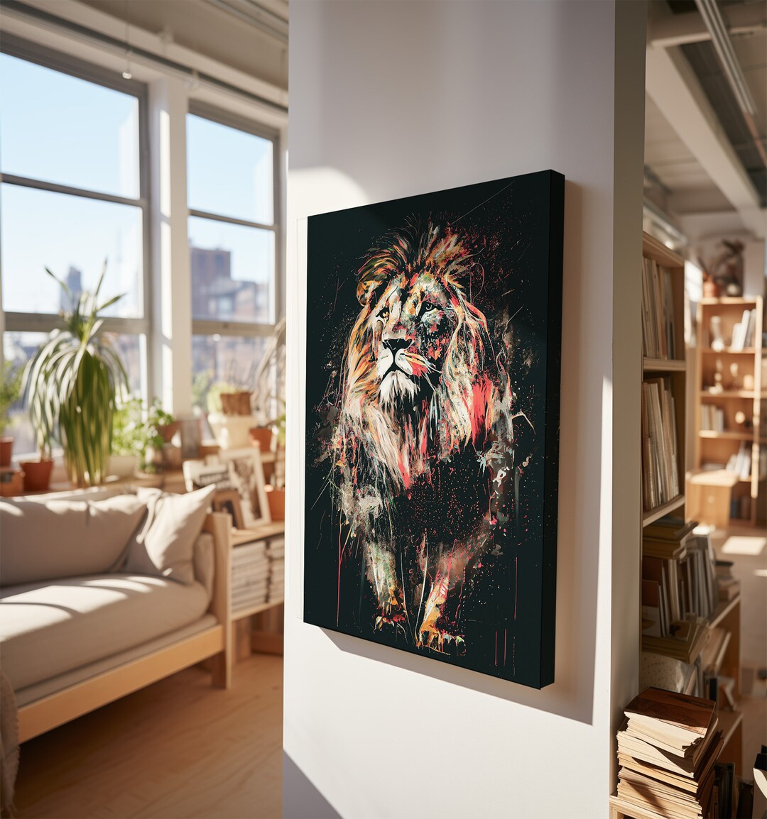Lion Canvas Wall Art Print Animal Wall Artwork for Living Room or