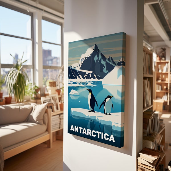 Antarctica Penguin Canvas Wall Art print  - Polar Wildlife Canvas Artwork - Perfect Home Decor for Living Room