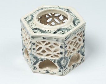 Antique Imari Shippō Openwork Ornament 古伊万里染付七宝容器