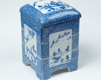 アンティーク古伊万里焼重箱：明治時代の重ね式弁当箱 - Etsy 日本