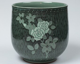 高麗青磁花瓶、東洋鶴陶器、署名入り - Etsy 日本