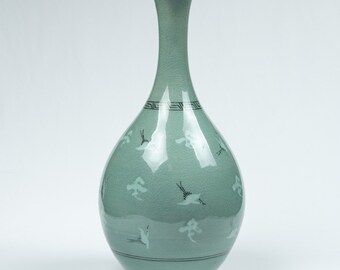 韓国の青磁の花瓶 李朝 青花葡萄文白磁大壺 高さ52cm 韓国 美術 朝鮮 希少 花生 花瓶