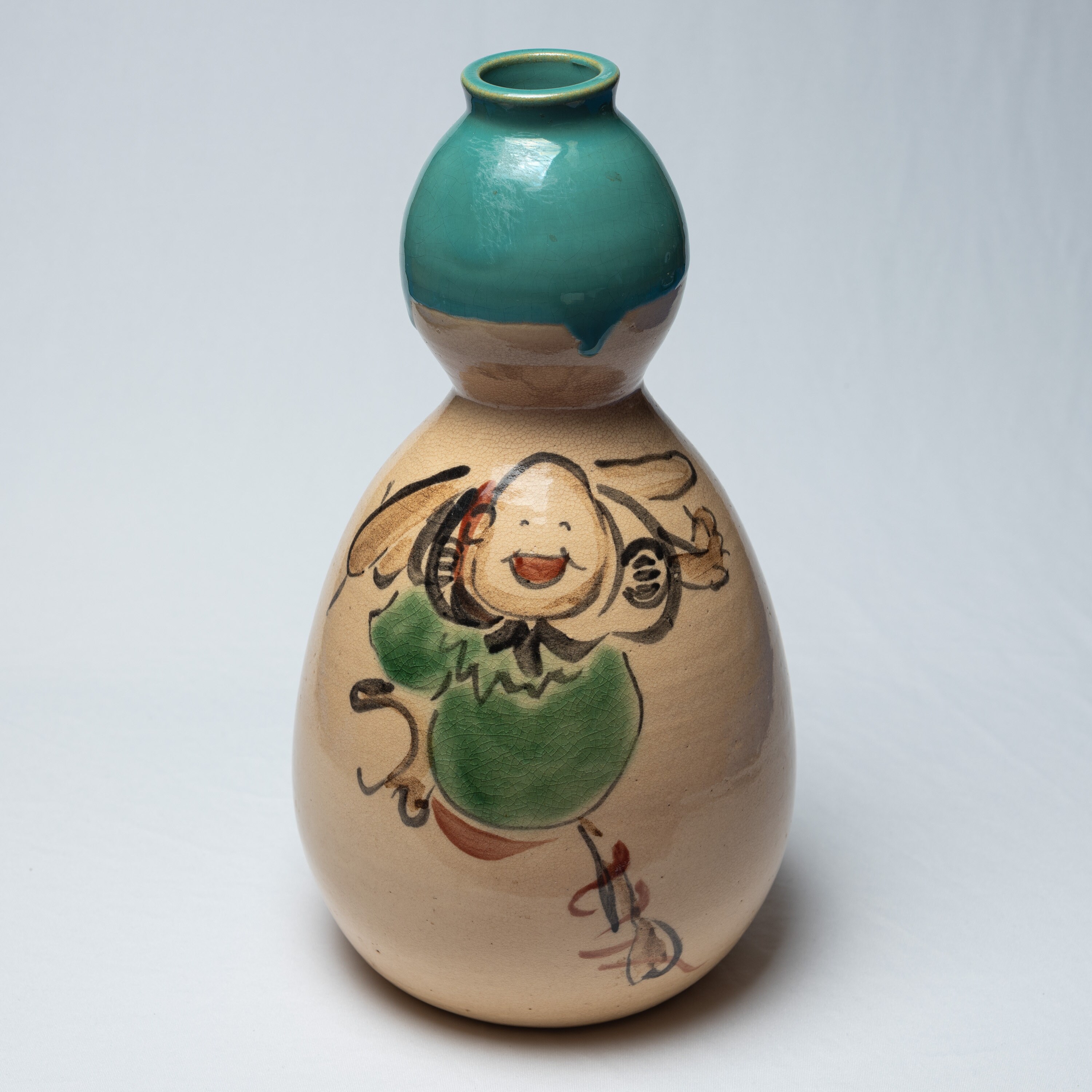 レア珍品 江戸 明治時代 上野焼 藁釉緑彩壺22.5cm 茶壺 青流花瓶 古