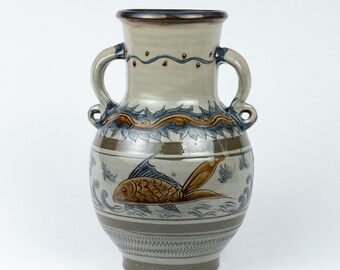 やちむん 壺 花瓶 コザ焼 沖縄やちむん 赤花文茶葉壺 胡差焼赤絵花文茶壺 - Etsy 日本