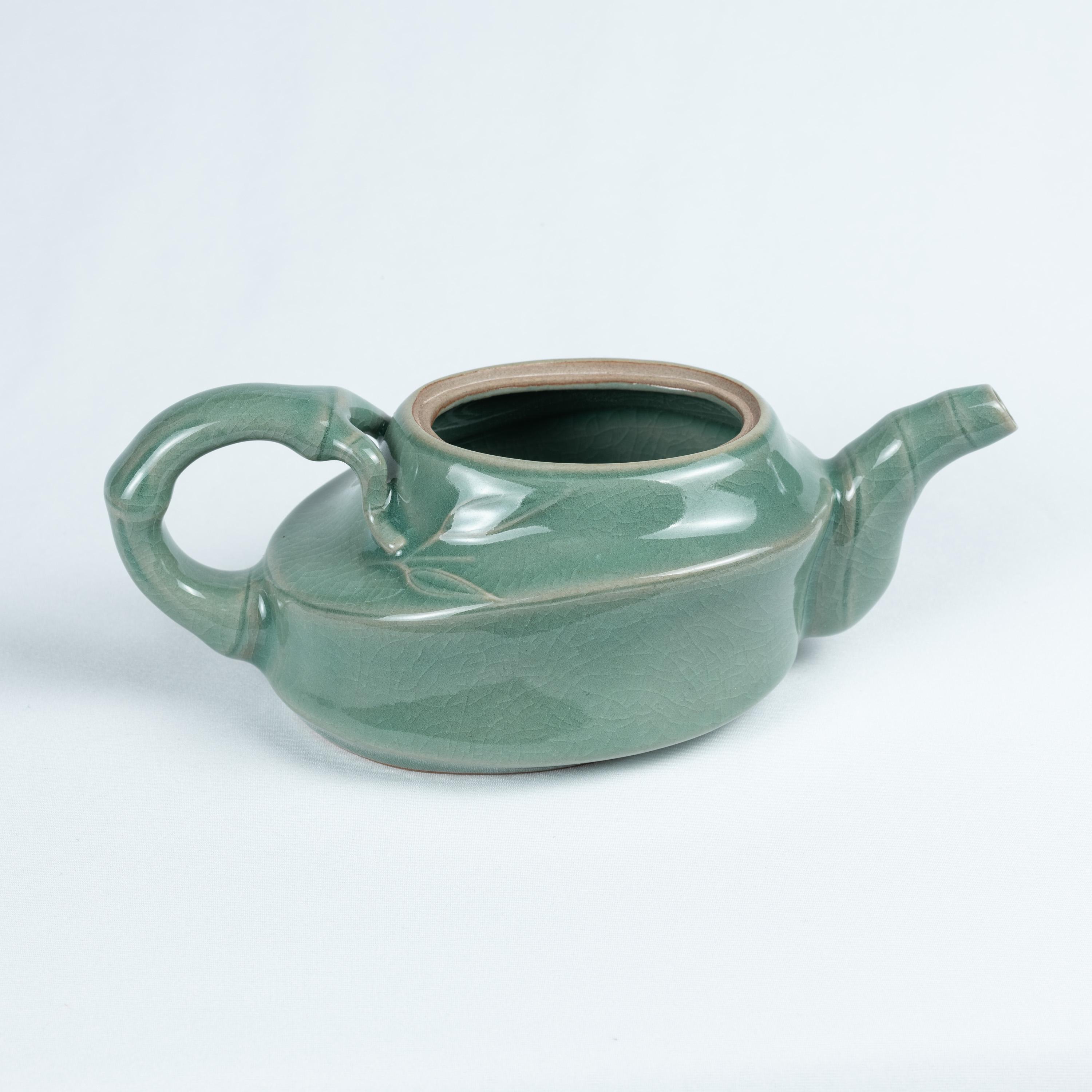 韓国青磁竹モチーフティーポットとティーカップセット高麗青磁竹模様