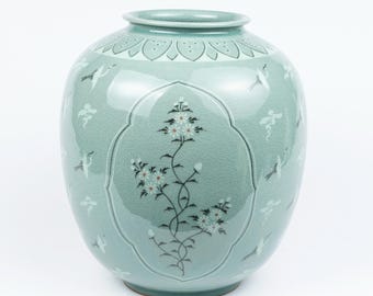 韓国青磁象嵌鶴雲文ペア湯呑 高麗青磁雲鶴文夫婦湯呑み - Etsy 日本