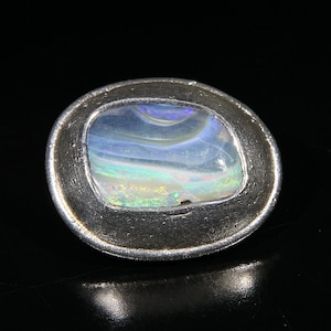 Small Handcrafted Vintage Silver Pendant with Natural Australian Boulder Opal, Rustic Gemstone Pendant, Unusual Unisex Jewelry Gifts