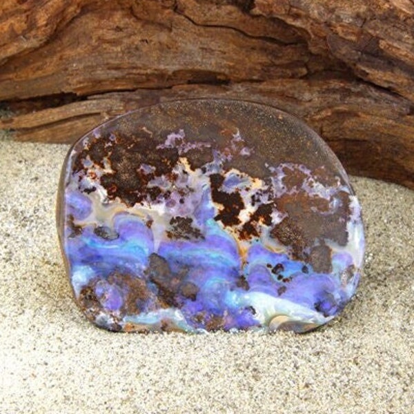 Blauer Boulderopal Sammlerstein mit Ausgefallenem Farbmuster, Geschenk für Edelsteinsammler, Opal Specimen, Esoterik Wohndekoration