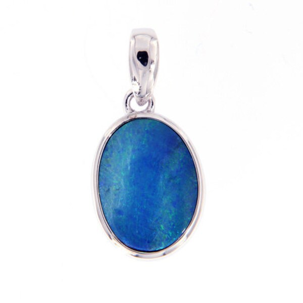 Kleiner Blauer Opal Sterling Silber Anhänger, Blauer Brautschmuck, Minimalistischer Schmuck, Geschenk für Freundin, Oktober Geburtsstein