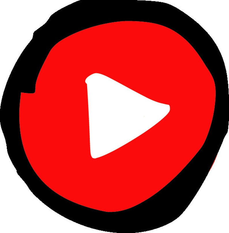 May include: A red circle with a white play button in the centre.