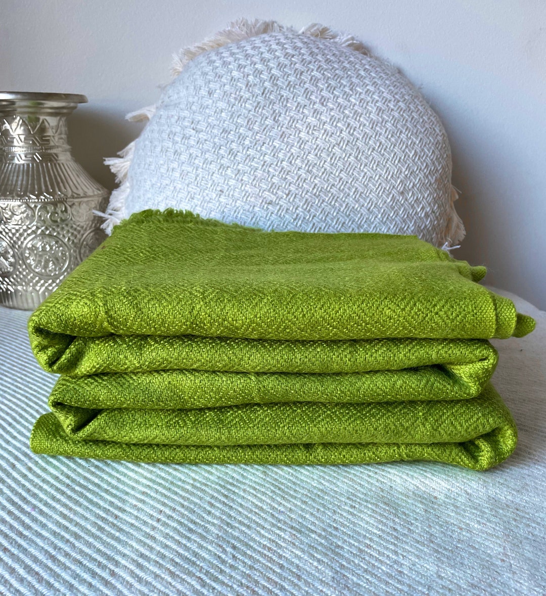 Green Cashmere Wool Blanket Throws Wraps Cashmere Bedding Etsy Australia