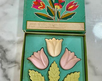 Vintage 70s Avon Spring Tulips Hostess Bars of Soap
