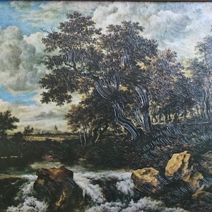Hand painted Original Reproduction of Jacob van Ruysdael “Landschaft mit Wasserfall” 1668 Size 20x15 cm with wooden frame verified Germany