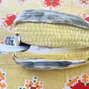 Vintage Italienische Maiskolben Keramik Suppenterrine mit Deckel