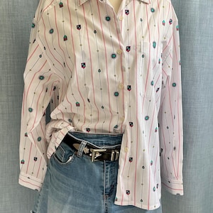 Chemisier vintage des années 80 pour femmes LEVIS Travelers à manches longues, taille moyenne, Au 12-14 Fabriqué en Indonésie Parfait état
