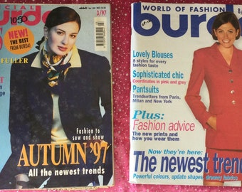 Revistas Burda en inglés 8/1997, 3/1997 /Revistas de moda Burda 1997 con instrucciones y hojas de corte/Revistas de costura 1997