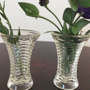 2 x Crown Crystal Glass Posy Vase “Waverley” c.1930 Australian 10 cm