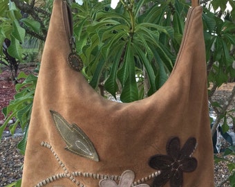 Sac à main en similicuir hippie gingembre vintage des années 1970/sac à bandoulière fille bohème rétro, marqué Condura Australia sur la fermeture éclair