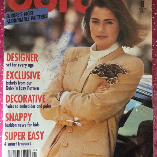 Burda Magazin in Englisch 8/1991 /Burda Mode-Magazin 1991 mit Nähanleitung & Schnittmuster 8/1991