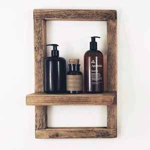 Handmade Bathroom Shelf, Rustic Wooden Shelving, Decorative Display Shelf, Shower room Storage, En Suite Toiletries Shelves