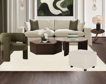 Tablero de inspiración para sala de estar / Servicio de diseño de interiores de EE. UU. (Descarga digital)