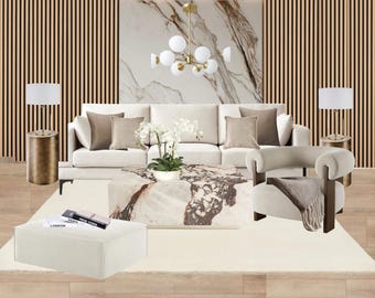 Panel de inspiración para diseño de interiores / Estilo de salón británico (descarga digital)