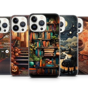 Bookish Herbst Handy Fall Halloween Abdeckung für iPhone 16 15 14 13 12 Passt für Samsung S25 S24FE S23 S22 FE A73 A72 A52 A25 Pixel 6a 8 9 Pro