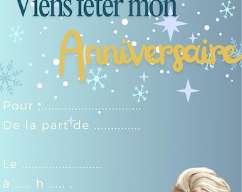 carton invitation anniversaire reine des neiges