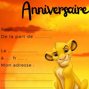 The Lion King birthday invitation card