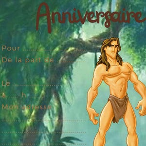 Tarzan birthday invitation card