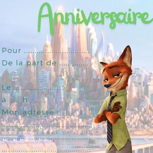 zootopia birthday invitation card