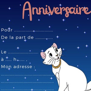 The Aristocats birthday invitation card